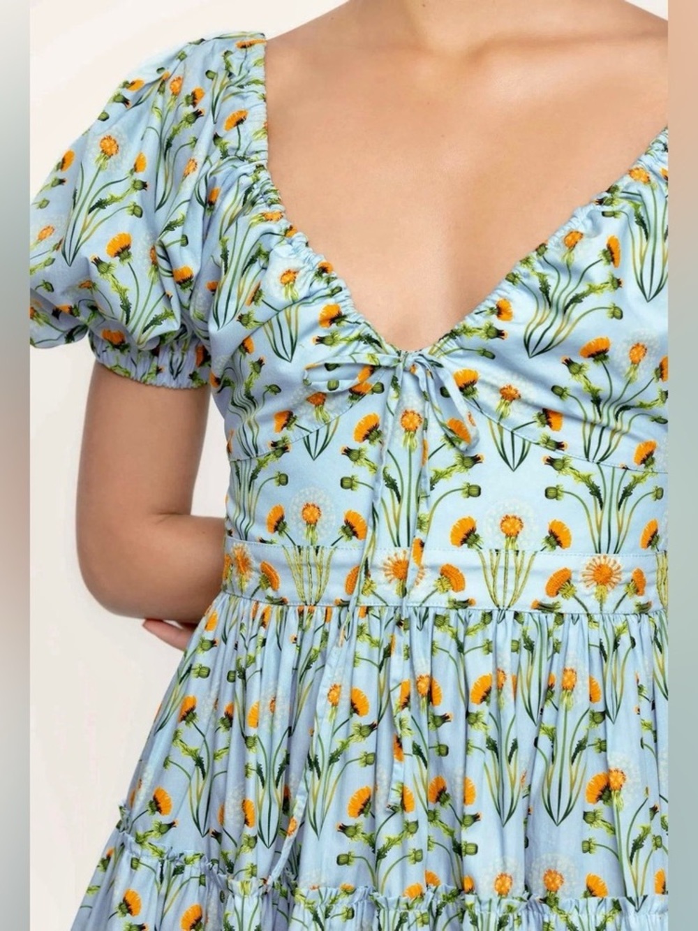 AGUA BY AGUA BENDITA Manzanilla floral print cotton poplin mini dress sz S - Picture 3 of 10